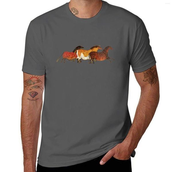 Polos para hombre Cave Horses en camiseta Beige para niño, camisa con estampado de animales, camisetas de talla grande para niños, ropa para hombres