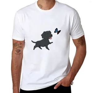 Polos pour hommes Charcoal Lab Puppy Chasing Butterfly T-Shirt T-shirts noirs Chemise personnalisée Heavyweight Plain Men