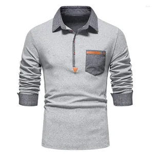 Herenpolo's CHCS-D78-SB Lentekleding Revers Leren T-shirts met lange mouwen Jeugd Vrije tijd Sport Mode Dieptepunt Shirt