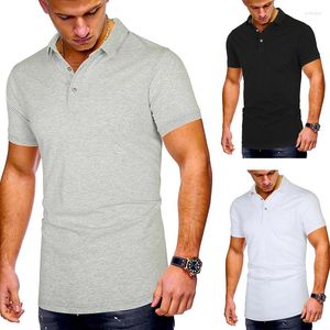 Polos Men Classic Men Polo Shirts Solid Abelt Shirts Brands à manches courtes Slim Tees Summer Black Grey White Man Vêtements décontractés