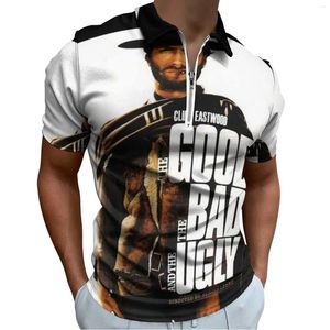 Polos para Hombre Clint Eastwood Good Bad Ugly Polos Actor Director Camisa Informal Verano Y2K Camisetas gráficas con Cremallera de Manga Corta para Hombre