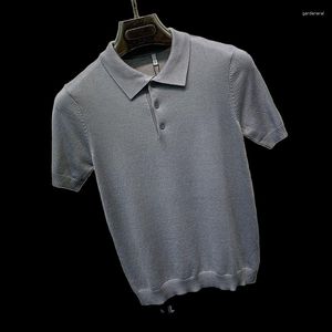 Heren Polo's Kleding Voor Mannen Zomer Gebreide Polo met korte mouwen Slim-fit Lel Koreaanse Effen Kleur T-shirt Trendy Tops