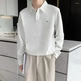 Herenpolo's Kleding Formeel Top Wit T-poloshirt voor mannen Koreaanse herfst dichtgeknoopte zakelijke trui Harajuku mode normaal Y2k Bulk A