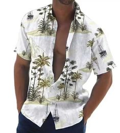 Camisa de Coconut TR de polos para hombres para hombres 3D Camisa impresa para hombre Hawaiian Beach Short Slve Tops Tops T Shishs Man Clothing Camisa T240505