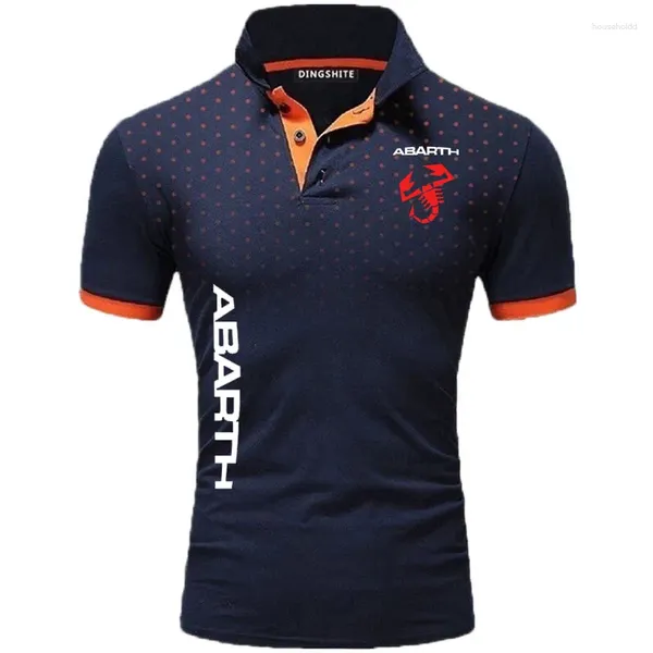 Polos pour hommes Colorblock à pois imprimé POLO d'affaires à manches courtes Logo Abarth haute qualité coton respirant Cool