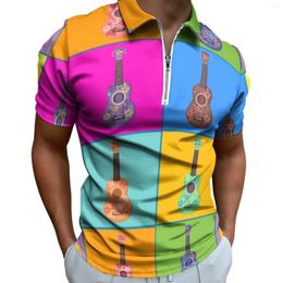 Polo's voor heren kleurrijke muziek casual t-shirts ukulele kunst polo shirts trendy shirt zomer zomers korte mouwen ontwerp tops big size 4xl 5xl