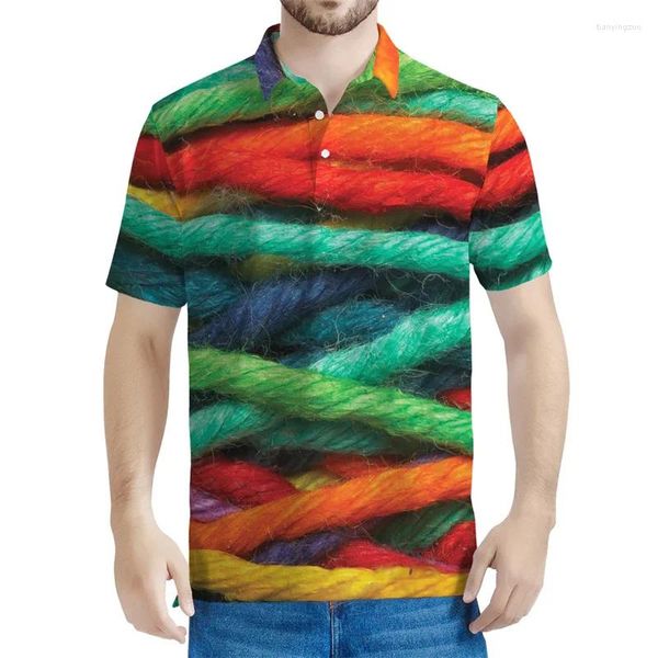 Polos pour hommes Polo graphiques en laine colorée pour hommes TE-shirts imprimés en 3D Men