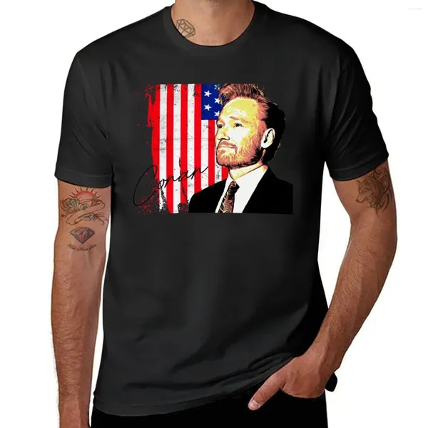 Polos para hombre Conan O'brien, camiseta con bandera americana, camiseta personalizada, camisetas para el sudor, camisetas de verano de manga corta para hombre