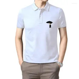 Polos para hombre Cool Camiseta de manga corta K Drama Anime Paraguas Coreano Casual Novedad Blanco