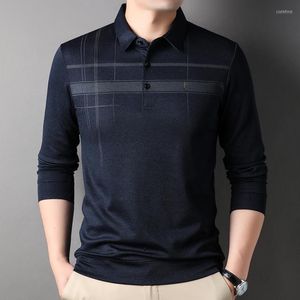 Polos pour hommes mélanges de coton polos pour hommes de haute qualité à manches longues affaires décontracté printemps automne Plaid Simple mâle 4XL