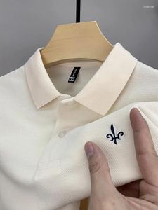 Polos pour hommes coton Double couleur broderie Polo à manches courtes revers T-shirt été haut de gamme décontracté affaires