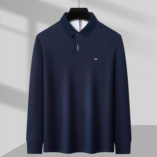 Polos en coton brodé à manches longues pour hommes, T-shirt décontracté de marque haut de gamme, mode coréenne printemps et automne 2023