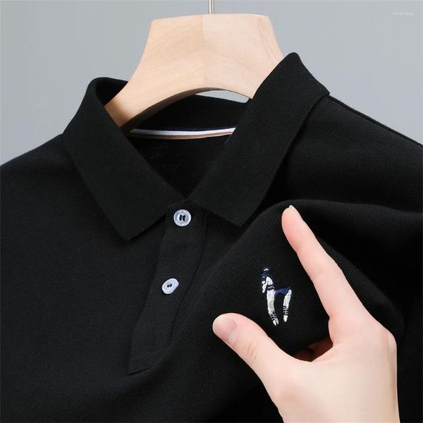 Herren Polos Baumwolle Poloshirt 2023 Sommer Revers Embroid Print Kurzarm Korean Business Trend Mode Cloting