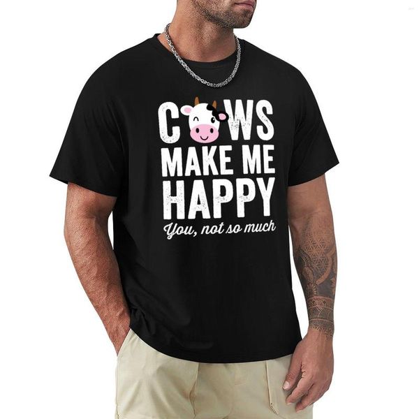 Polos para hombre Las vacas me hacen feliz, no tanto - Camiseta de amante Camisetas en blanco Camiseta vintage Camisetas negras lisas para hombres