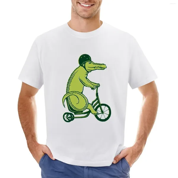 Polos pour hommes Crocodile sur vélo T-Shirt Vintage Fans de sport vêtements esthétiques Blouse coupe ajustée t-shirts pour hommes
