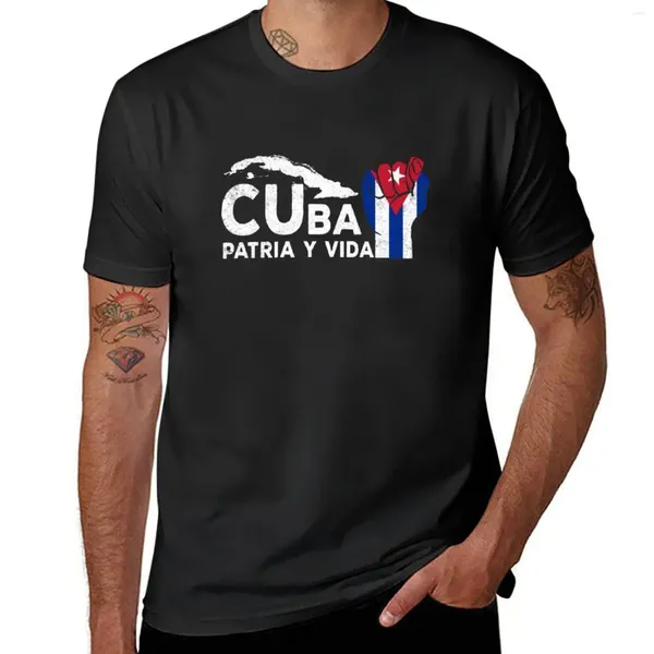 Polos Cuba Cuba Flagal Patria y Vida Cuba Cuba Camiseta Camiseta Boys Estampado Animal Camas Men Clothing