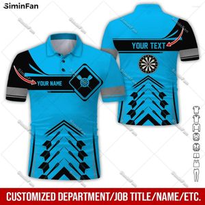 Polos Nom personnalisé Colorful Darts Team Mens Polo Polo 3D Male à manches courtes mâles TEE TEE SUMME TOPLY SPORTY THIRT FEMME TOP-3