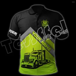 Polos pour hommes Nom personnalisé Béton Camionneur Conducteur Ouvrier Tatouage rétro 3DPrint Été Casual Polos Streetwear T-shirts à manches courtes 1X