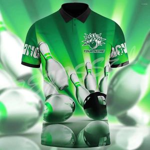 Polos pour hommes Nom personnalisé Sports Beer Game Bowling Ball Player 3DPrint Été Vintage Harajuku Polos Streetwear Manches courtes T-shirts 5