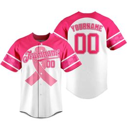 Polos Menos Maillot de baseball unisexe personnalisé T-shirts roses blancs respirant l'équipe de vêtements de sport numéro un nom de nom personnalisé