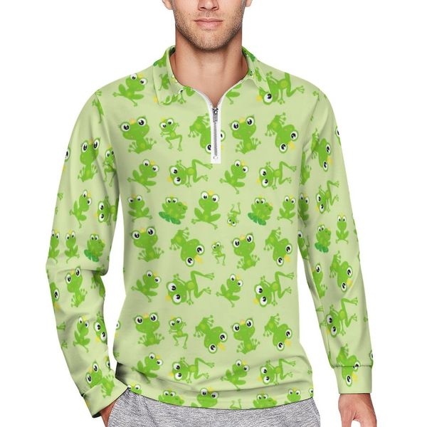 Polos pour hommes Mignon Grenouille Casual Polos Vert Animal Imprimé T-shirts À Manches Longues Motif Chemise Printemps Mode Oversize Mâle Tops Idée Cadeau 230817