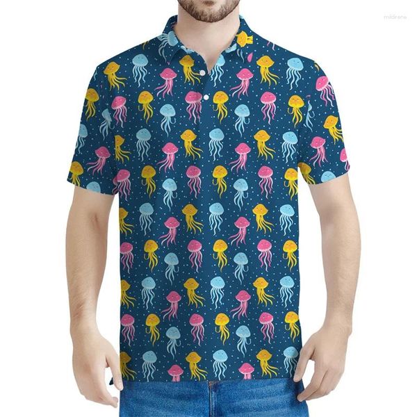 Polos pour hommes mignonnes méduses graphiques polo