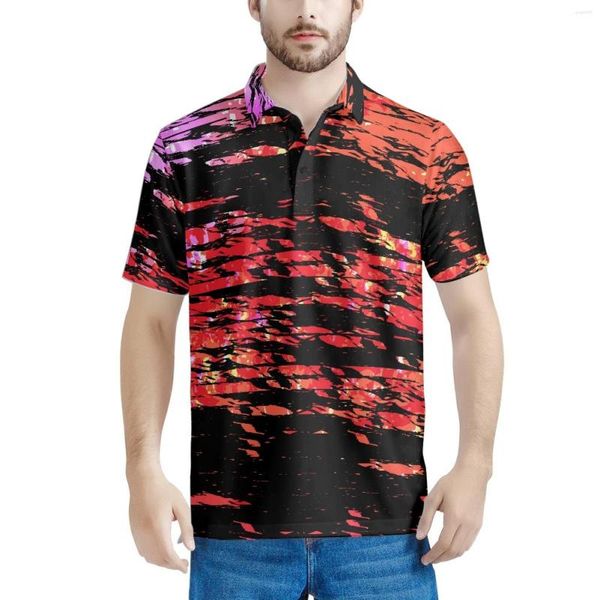 Polos pour hommes Maillot de cyclisme Vêtements de sport Motif abstrait Été Polos pour hommes Streetwear Imprimé Décontracté Manches courtes Tee Turn-Down