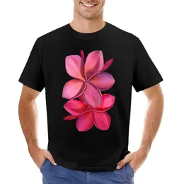 Polos pour hommes T-shirt Plumeria hawaïen rose foncé vêtements vintage surdimensionnés t-shirts blancs unis hommes