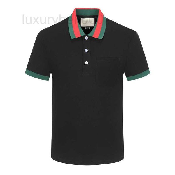 Diseñador de polos para hombres 2023 Verano Hombres polos para mujeres cuello de color de lujo bolsillo delantero Rojo verde rayas estampado Camisetas Bordado carta casual poloshirt negro QJNS