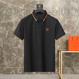 Polos Masculinos Designer 23ss marca polo camisa bordado H manga curta t roupas masculinas de luxo clássico lapela camisas de botão de negócios polos de alta qualidade EPIX