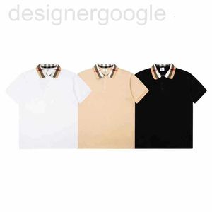 Polos pour hommes Designer Burber Hommes B Écharpe Chemise À Capuche Bur Tees Col À Carreaux 230g Double Fil Coton Vermillon Polo Marques De Luxe Top Freeshiping 0VI6