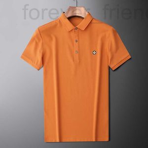 Heren PoloS Designer European Silk Cotton Polo Shirt Korte mouwen High-End Hot Stemping Collar T-Shirt Summer 2023 Ice Bead Ground Top K5bs