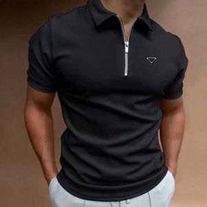 Polos pour hommes Designer de haute qualité Summer Zipper Polo Prads Marque Chemise à rayures pour hommes Streetwear Casual T-shirt à manches courtes Designer Top 887