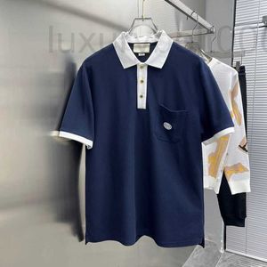 Polos pour hommes Designer Polo Lettre Broderie Poche Panneau Col Coton Perle Respirant T-shirt D'été pour Hommes et Femmes BDJL