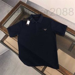 Polos pour hommes Designer Summer Classic Triangle T-shirt à manches courtes pour hommes Cordon de serrage en coton Col Polo Business Casual Polo Shirt Top 2792
