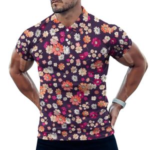 Herenpolo's Ditsy gebloemde casual poloshirts Leuke bloemenprint T-shirts Grafisch overhemd met korte mouwen Strand Y2K Oversized kleding Cadeau-idee 230617