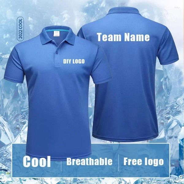 Polos pour hommes DIY Logo Hommes Sport Formation Glace Soie Été Polo À Manches Courtes Mâle Casual Séchage Rapide Gym Courir Fitness Slim Tees Tops Vêtements