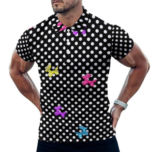 Polos pour hommes Chien Ballon T-shirts décontractés Polka Dot Print Polos Hommes Y2K Chemise Plage Manches Courtes Motif Vêtements Grande Taille 230617