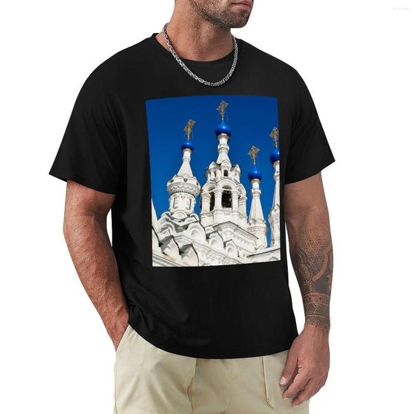 Polos para hombre, cúpulas y cruces de la iglesia en Moscú, Rusia, camisetas, camisetas gráficas, ropa de verano lisa, camiseta para hombre