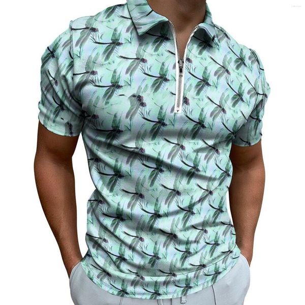 Polos pour hommes imprimé libellule Polo décontracté mignon Animal T-Shirts homme à manches courtes personnalisé plage rue Style surdimensionné vêtements cadeau