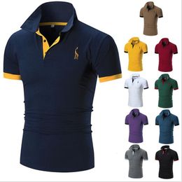 Polos para hombre Drop 13 colores marca calidad algodón bordado Polo jirafa camisa Casual Patchwork hombre Tops ropa 230428