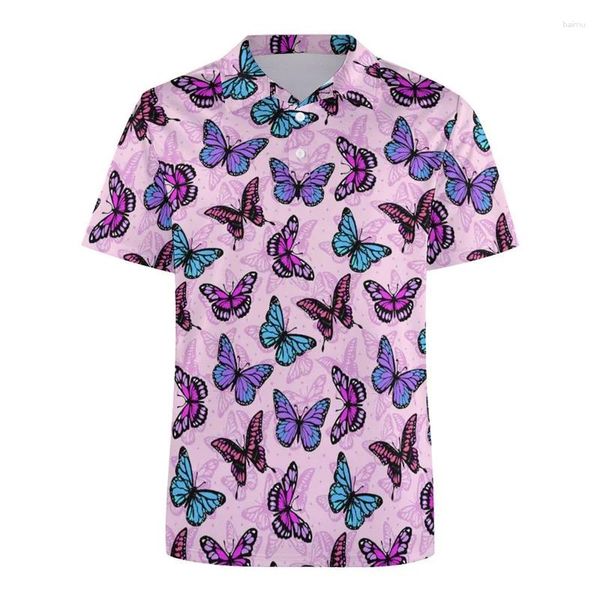 Polos Polos Duck papillon 3D Polo Polo pour hommes Animal homard Flamingo Graphiques Côtes courtes