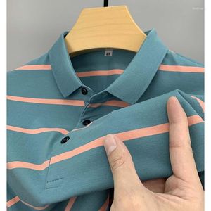 Polos pour hommes DYXUE Luxury Summer Classic Striped Lapel Business Cool Polo Shirt Fashion Casual Designer T-shirt à manches courtes M-4XL
