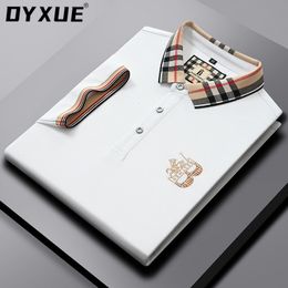 Polos Dyxue heren heren shirts revers poloshirt cool zomer katoen mode zachte korte mouw casual pure kleur hoogwaardige borduurwerk 230506