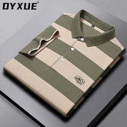 Polos pour hommes DYXUE Chemises Polo décontracté à manches courtes Revers Doux Été Mode Cool Rayé Haute qualité Broderie Tops Tees 230721