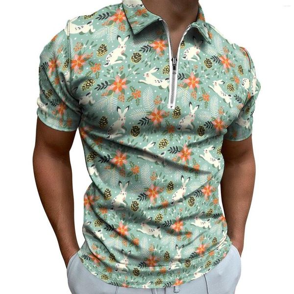 Polos de los hombres Día de Pascua Camisetas casuales y polos florales Novedad Camisa de playa de manga corta Top personalizado Tamaño grande