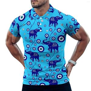 Polos pour hommes Charme d'éléphant Polos décontractés T-shirts imprimés mauvais œil T-shirts à manches courtes Chemise personnalisée Mode d'été Tops surdimensionnés Cadeau d'anniversaire