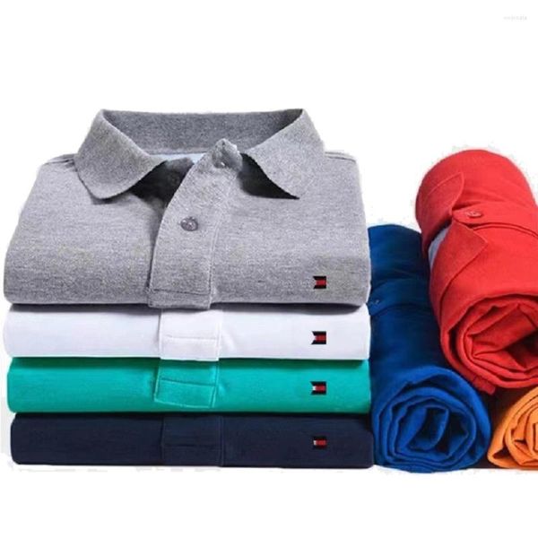 Polos pour hommes broderie hommes vêtements affaires polos 2024 été t-shirt streetwear corée tendance marque chemise à revers