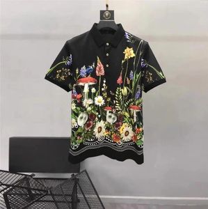 Polos masculins européens et américains 2024 Summer Summer Sleeves Sleeves Fashion Vintage Floral Print T-shirt