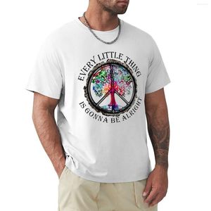 Polos pour hommes Every Little Thing Is Gonna Be Alright Tree Peace Sign T-Shirt Vintage T Shirt Sweat Shirts Pour Hommes Coton